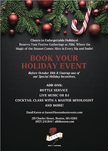 Host Your Holiday Party at Alibi | Alibi Bar & Lounge | Cocktail Lounge at The Liberty Hotel, Boston, MA